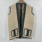 Vintage 70s Handwoven Wool Vest Womens Size S Cream Folk Boho Hippie Artisan