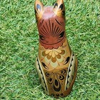 Wooden Hand Carved And Elaborately Painted Cat  4 5  Egyptian Look - Hand Paint
