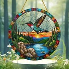 8 suncatcher Stained Glass Cardinal Window Wall Hanging Acrylic Glass Panel