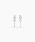 14k Gold Round Lab Grown Diamond Three Stone Climber With Chain Loop Earrings