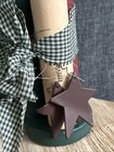 Set Of 3 Wood Candles Ribbon Stars Folk Art Handmade  Painted Country Primitive