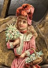 Young Girl Holding Flowers Victorian Die Cut Embossed Scrap - L3