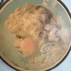 Antique Child Portrait Chromolithograph Flue Cover 4 1 2    - Salesman Sample