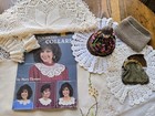 16pc Vtg Mix Linen Lot Crochet Doily Embroidery Centerpiece Collar Coin Purse
