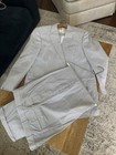 Haspel Men   s Blue Striped 2pc Suit 44r 38w Single-breasted 2-button Notch