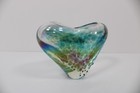 Jan Benda Art Glass Heart Shaped Vase Krystyna Iridescent Signed Hand Blown