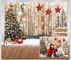 10   x10ft  Rustic Christmas Family Photo Background Backdrop- Snow  Tree  Gifts