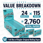 Bugler Original Rolling Papers Full Box 24 Booklets 115 Papers Each Natural Gum