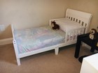 Wooden White Toddler Bed With Rails And Mattress  Excellent Condition Little Use