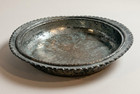 Antique Middle Eastern Tinned Copper Wall Plate Bowl Engraved Hammered Tray
