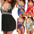 Sexy Lingerie Womens Deep V Babydoll Lace Dress Sleepwear Nightgown Underwear Us
