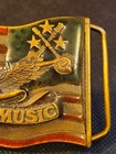 Vtg Indiana Metal Craft 1977 Brass Belt Buckle Country Music Usa Flag Eagle L 98