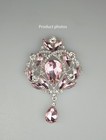 Elegant Pink Crystal Brooch Sparkling Rhinestone Pin For Dress