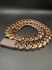 Rose Gold Plated Cuban Link Chain Necklace With Pav   Box Clasp Hip Hop