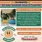 Rivara Vintage Style Planter Mid-century Modern Pot With Retro Diamond  Weave