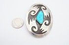 Vintage Native American Navajo Sterling Silver Turquoise Brooch Pin