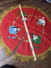 Vintage Bucilla Christmas Tree Skirt 1961 Round Felt Broken Ornament Beaded