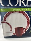 Corelle Livingware Bandhani 16-piece Dinnerware Set New Sealed Box Red White