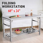 Stainless Steel Workbench 24 X 60 Inche Folding Table With Adjustable Undershelf