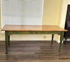 Vintage Rustic Farmhouse Dining Table With Drawer 