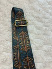 Adjustable Boho Teal Geometric Guitar Purse Strap   Gold Hardware   Replacement