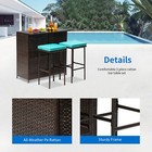 Set Of 3 Outdoor Bar Set Patio Wicker Counter Height Table Set Sturdy Frame