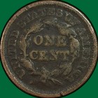1847 Braided Hair Large Cent Good G Coin  Scratch  37289