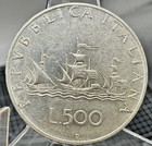 1958 Italy 500 Lire Coin - 83 50  Silver - 0 2953 Oz Asw