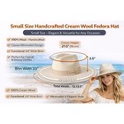 Patina Cream Wool Fedora Western Hat Handcrafted Wide Brim Small
