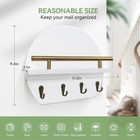 Wall Mounted Key   Mail Organizer Rustic Wood Rack 4 Hooks White