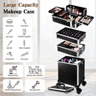 Makeup Train Case 5 In 1 Rolling Professional Cosmetic Trolley Black Buanson