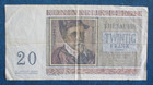 1956 Belgium Circulated 20 Francs  Banknote