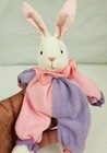Vtg Russ Berrie Bunny Rabbit Clown Color Block Pink Purple Plush Terrycloth 7   