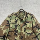 Vintage M65 Field Jacket Mens Medium Long Woodland Camo Hooded Us Army 80s