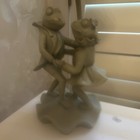 Beige Table Lamp W  Shade Included  Dancing Frog Couple Figurine Base  Corded