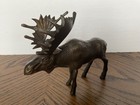 Bronze Metal Moose Small Sculpture Figurine 6  Long