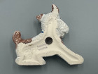 Vintage West Germany Ceramic Terrier White Brown Dog Wall Plaque Kitsch Textured