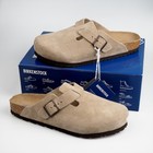 Men s Birkenstock Boston Soft Footbed Wide Suede Clog - Taupe