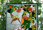 20 5  X 34 75  Handcrafted Stained Glass Window Panel Hummingbirds Wl-043044208