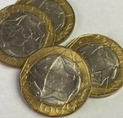Italy 1000 Lire  Bi-metallic Coin Europe Map Reverse  1997-2001 Type  Km 194