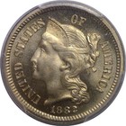 1882 Nickel Three Cent   Pcgs Pr-66