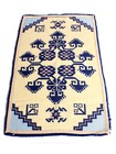 Vintage Rug Hooking Wall Hanging Cream Navy Blue Geometric 54 x34  Carpet