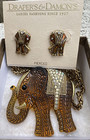 Necklace Earrings Drapers   Damons Lucky Elephant Pendant Golden Topaz Plastic