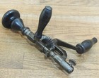 Early Unmarked Iron Frame Hand Drill W side Handle-antique Tool