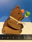 Vintage Wooden Bear Pull Toy With Pull String   Balloon Ball Detail  Age 1-4