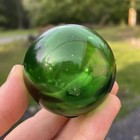 Vintage 2  Green Float Ball Glass Nautical Maritime Fishing Net Decor Beach