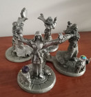 Vintage Pewter Wizard s Crystal Charrette Limited Edition Set Of 4