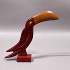 Vintage Pair Of Toucan Birds Hand Carved Wood With Yellow Eyes 3 25 x3 5 