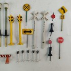 Lot Of 30 Vtg Metal Plastic Railroad Danger Road Signs Model Train Decor Random