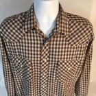 Vtg Round-up Mens Western Shirt Pearl Snap Multicolor Plaid Large Usa Made Fs